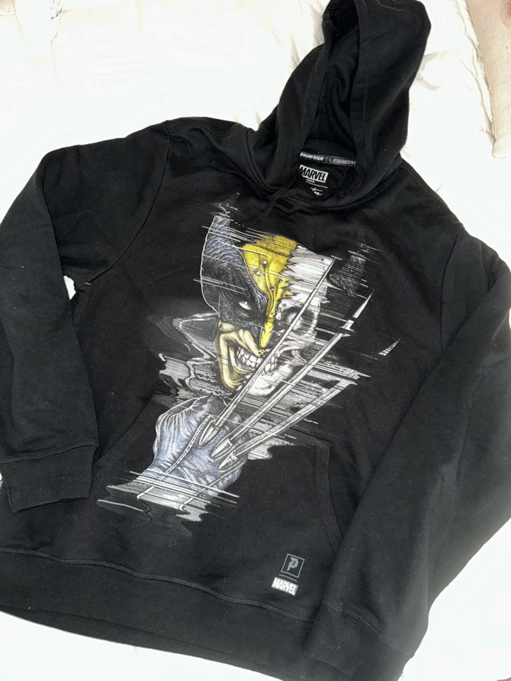 Primitive Black Wolverine Graphic Hoodie with Yellow Accent